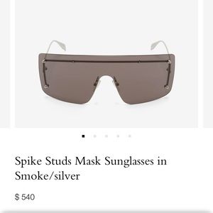Alexander McQueen Spike Studs Mask Sunglasses in Smoke/silver w box